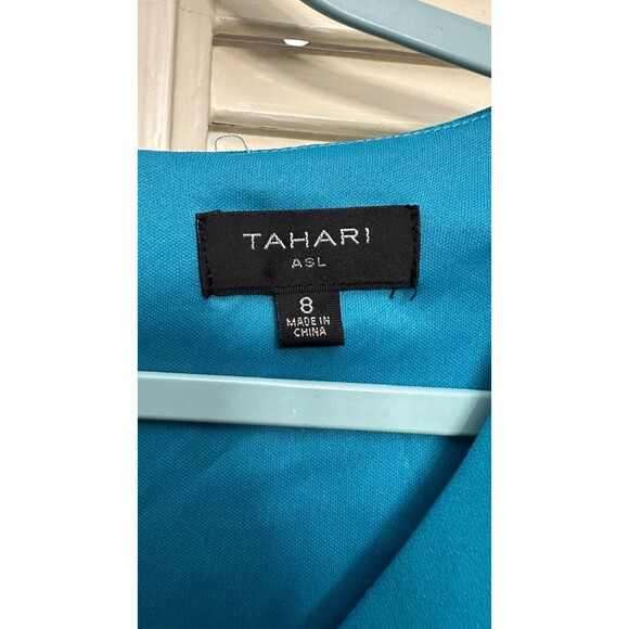 Tahari ASL Side Knot Long Sleeve Knit Dress in Peacock Blue SIZE 8 - Picture 4 of 5